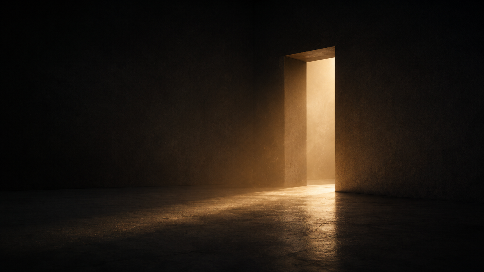 A clean portal of gold light set inside shadow.